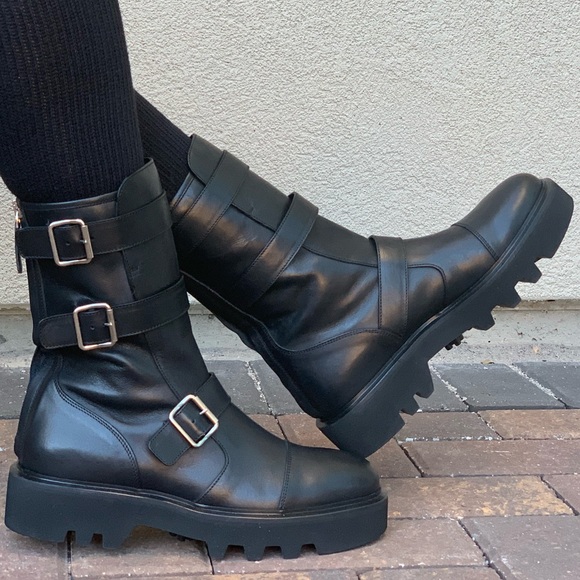 Distressed Military Lug Platform Sole Combat Boots - Picture 3 of 8